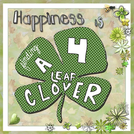 Framed Happiness Is Finding A Four Leaf Clover Print