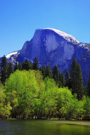 Framed View of Half Dome rock and Merced River, Yosemite National Park, California Print
