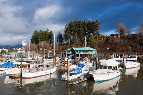 Framed Port Alberni, Harbor Quay Marina, Vancouver Island, British Columbia, Canada Print