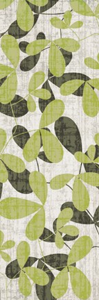 Framed Green Leaves on Cream Print
