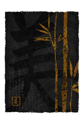 Framed Black Gold Bamboo 1 Print