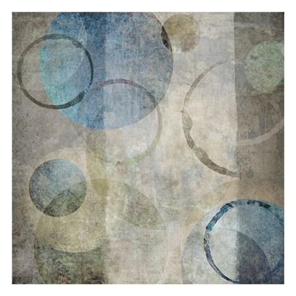 Framed Stone Circles Blue Mate 1 Print