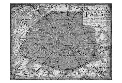 Framed Environs Paris Gray Print