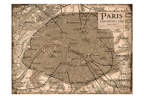 Framed Environs Paris Beige Print