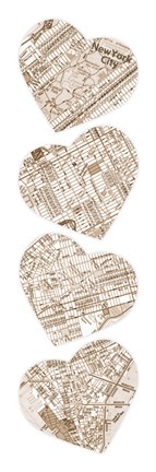Framed Map To Your Heart Manhattan 4 Print