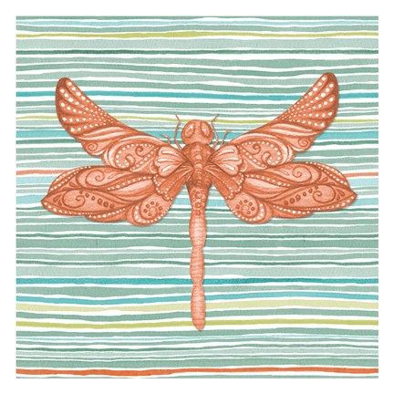 Framed Summer Stripe dragonfly 2 Print