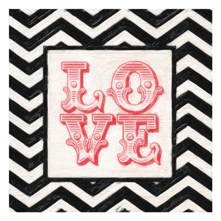 Framed Chevron Love Red Print