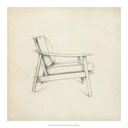Framed Mid Century Furniture Design III Print