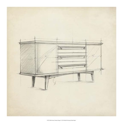 Framed Mid Century Furniture Design V Print