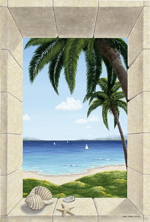 Framed Hawaiian Fantasy with Shells Print