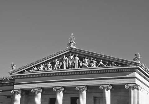 Framed Philadelphia Museum (pediment I) (b/w) Print