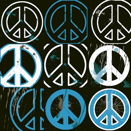 Framed Peace Mantra (Blue) Print