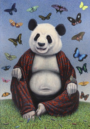 Framed Panda Buddha Print