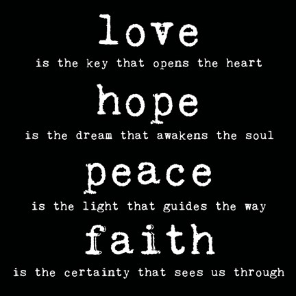 Framed Love Hope Peace Faith 2 Print