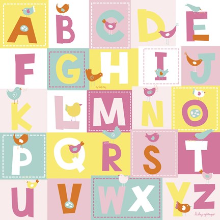 Framed Birdie Alphabet Print
