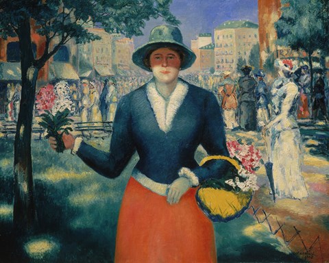Framed flower Seller, Late 1920s Print
