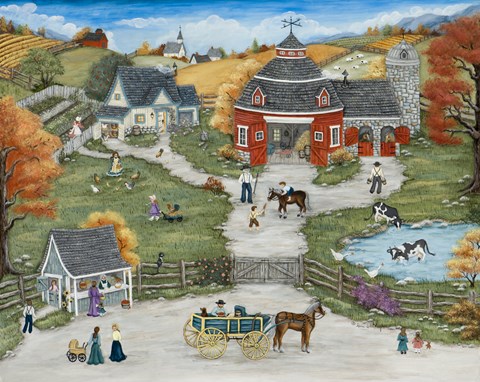 Framed Grandpa&#39;s Barn Yard - Grandma&#39;s Garden Print