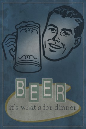 Framed Beer For Dinner Print