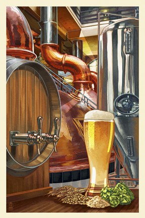 Beer Distillery Fine Art Print by Lantern Press at FulcrumGallery.com