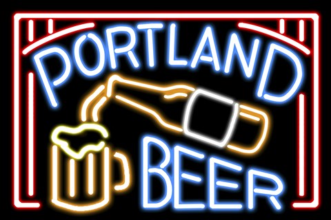 Framed Portland Beer Fluorescent Sign Print