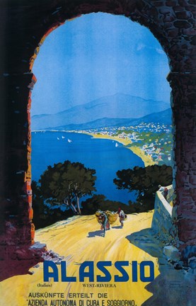 Framed Alassio Italien Riviera German Ad Print