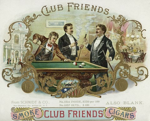 Framed Club Friends Cigars Print