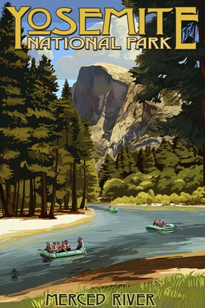 Framed Merce River Yosemite Park Print