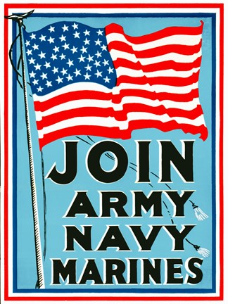 Framed Join Army Navy Marines Print
