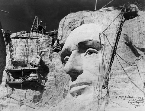 Framed Abraham Lincoln on Mount Rushmore Print