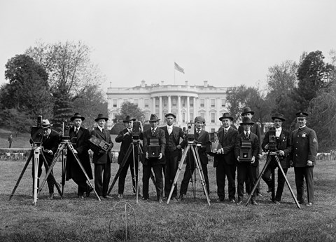 Framed Press Correspondents and Photographers on White House Lawn Print