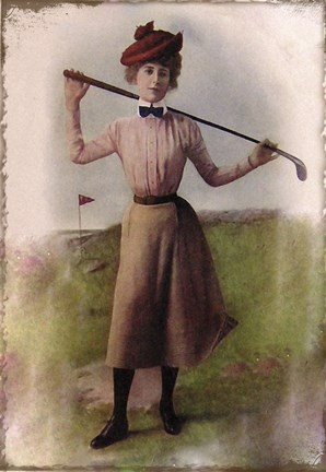 Framed Vintage Lady Golfer Print