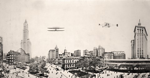 Framed City Hall Park NYC 1913 Print
