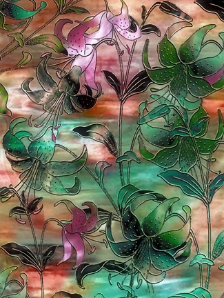 Framed Aqua Sky Lillies Print