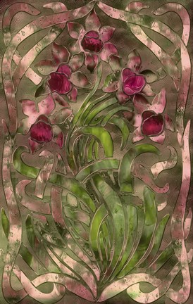 Framed Art Nouveau Pink Floral Print