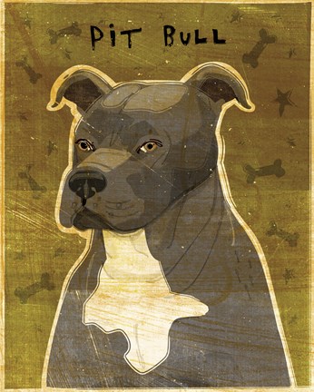 Framed Pit Bull (Gray) Print