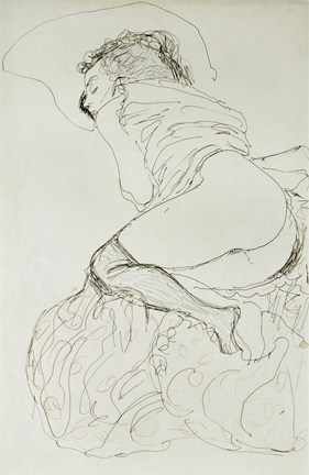 Framed Liegender Halbakt Nach Links - Female Nude, 1912-1913 Print