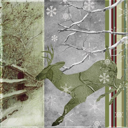 Framed Country Christmas Deer Print