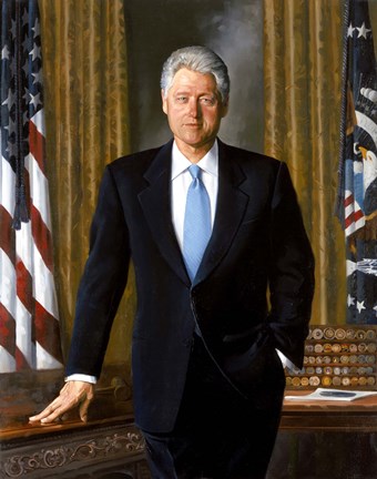 Framed Bill Clinton in White House Print