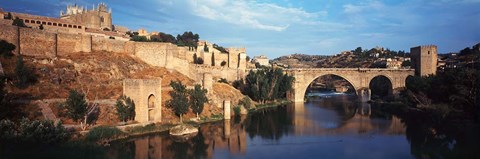 Framed Puente De San Martin Bridge over the Tagus River, Toledo, Spain Print