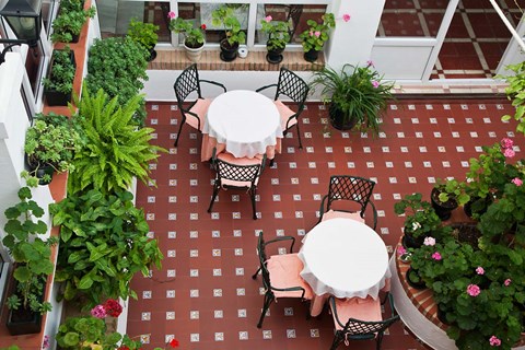 Framed Spain, Andalusia, Arcos De la Fontera Breakfast Room of a Hotel Print