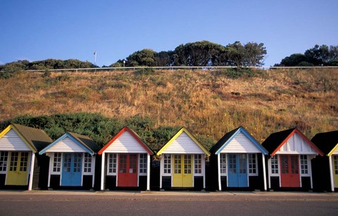 Framed Beach Huts at Bournemouth, Dorset, England Print