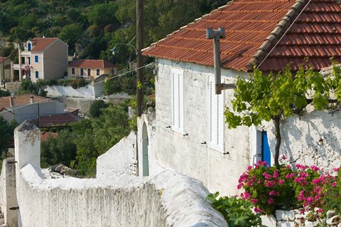 Framed Hillside Vacation Villa Detail, Assos, Kefalonia, Ionian Islands, Greece Print