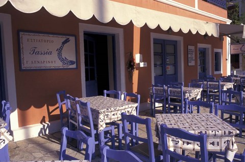 Framed Outdoor Restaurant, Kefallonia, Ionian Islands, Greece Print