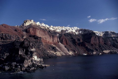 Framed Village of Ia From Ferry, Santorini, Greece Print