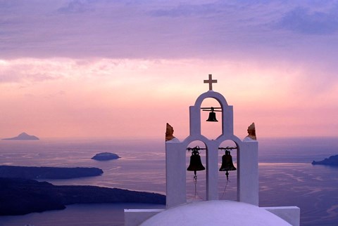 Framed Belltower at Sunrise, Mykonos, Greece Print