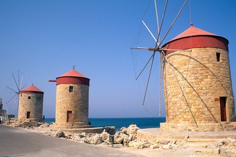 Framed Old Windmills of Rhodes, Greece Print
