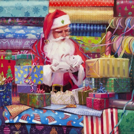 Framed Santa All Wrapped Up Print