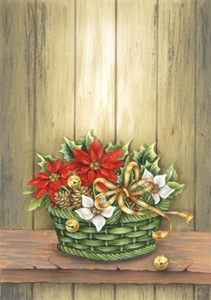 Framed Green Christmas Gift Basket Print