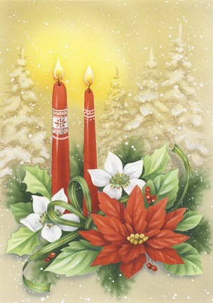 Framed Red Holiday Candles Print