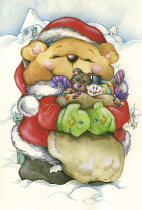 Framed Christmas Gift Bear Hug Print